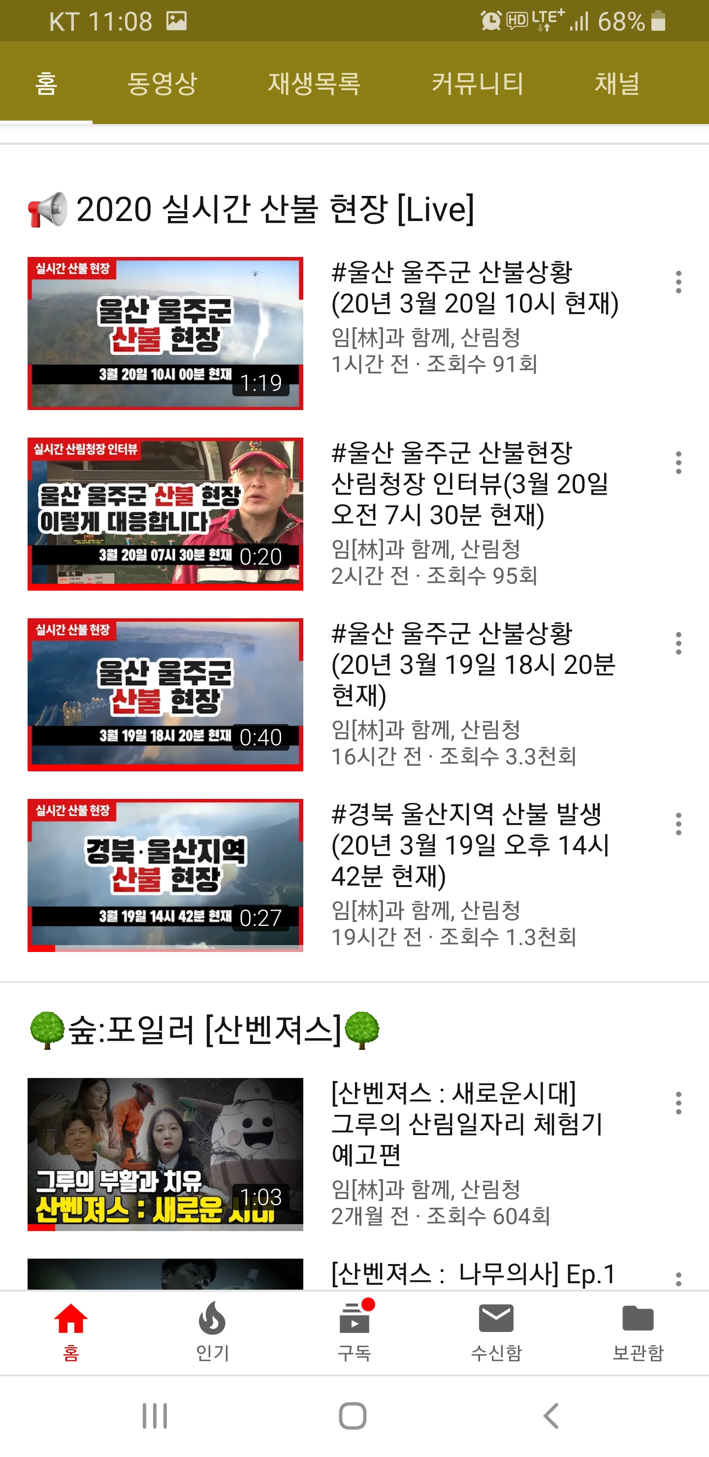 대형산불 진행 상황 유튜브로 실시간 확인 이미지2