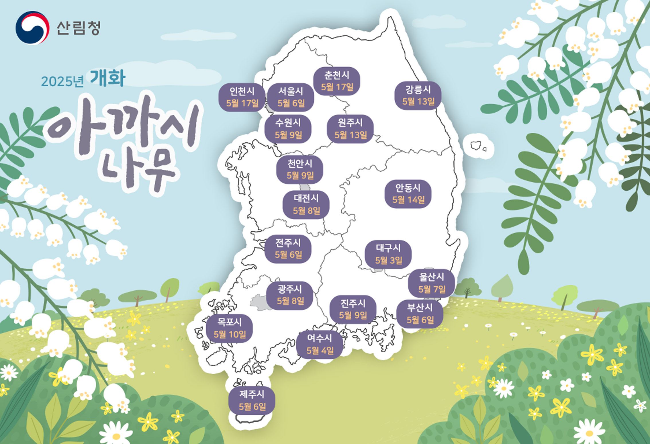 국립산림과학원, 아까시나무 개화 시기 예측 지도 발표 이미지1